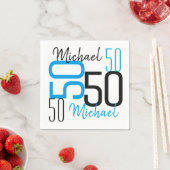 Serviette En Papier 50e anniversaire Blue Papier personnalisé serviett (En situation)