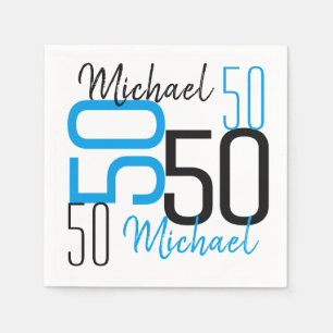 Serviette En Papier 50e anniversaire Blue Papier personnalisé serviett