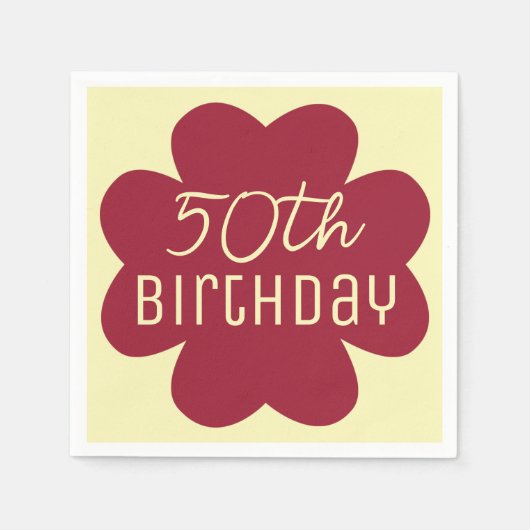 Serviette En Papier 50e anniversaire Bourgogne en fleurs (Devant)
