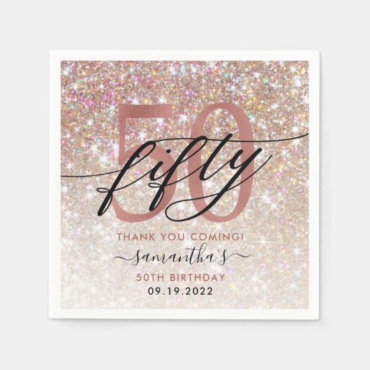 Serviette En Papier 50e anniversaire Chic Parties scintillant Ombre Me (Devant)