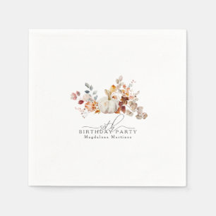 Serviette En Papier 50e anniversaire Citrouille blanc automne fleurs s