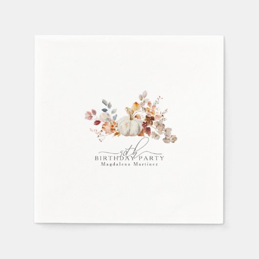 Serviette En Papier 50e anniversaire Citrouille blanc automne fleurs s (Devant)