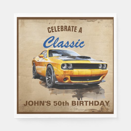 Serviette En Papier 50e Anniversaire Classic Muscle Car (Devant)