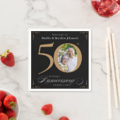 Serviette En Papier 50e Anniversaire Classy Black Gold Calligraphy Nap (En situation)