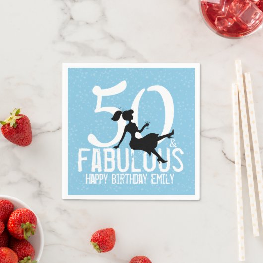 Serviette En Papier 50e anniversaire Cute Blue Party Silhouette Martin (En situation)