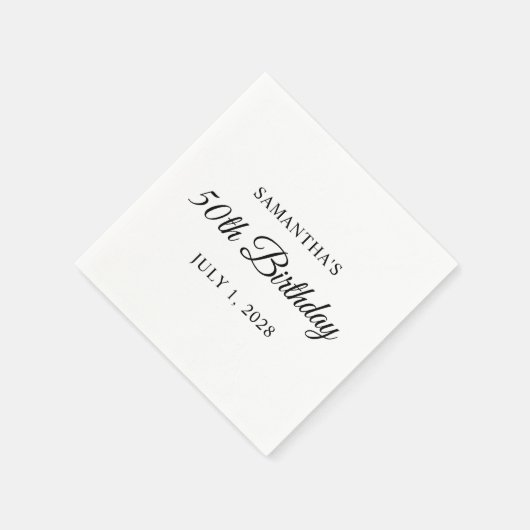 Serviette En Papier 50e anniversaire dans un élégant script (Coin)