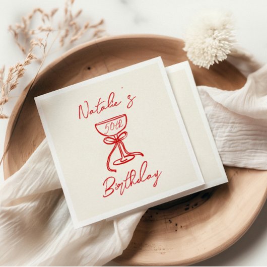 Serviette En Papier 50e Anniversaire de Champagne Bow à la main tirée