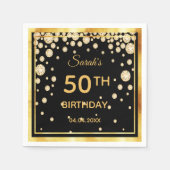 Serviette En Papier 50e anniversaire de fête diamants en or noir (Devant)