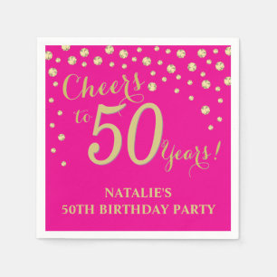 Serviette En Papier 50e anniversaire de la fête de l'or et du rose ch