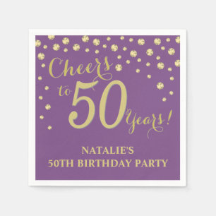 Serviette En Papier 50e anniversaire de la fête du violet et du diama