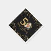 Serviette En Papier 50e anniversaire de la fête Photo Chic Black Gold (Coin)