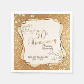 Serviette En Papier 50e anniversaire de la Parties scintillant d'or (Devant)
