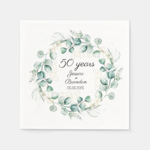 Serviette En Papier 50e anniversaire de l'Eucalyptus Mariage d'or