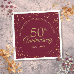 Serviette En Papier 50e anniversaire de mariage Bourgogne poussière d'