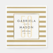 Serviette En Papier 50e anniversaire de Mariage Classic Golden Stripe (Devant)
