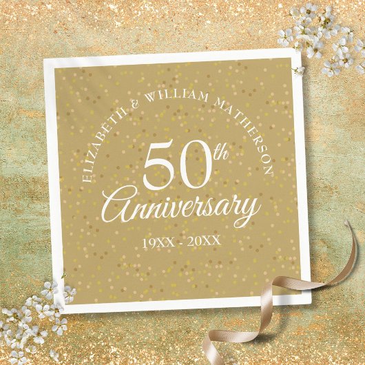 Serviette En Papier 50e anniversaire de Mariage d'or Confetti