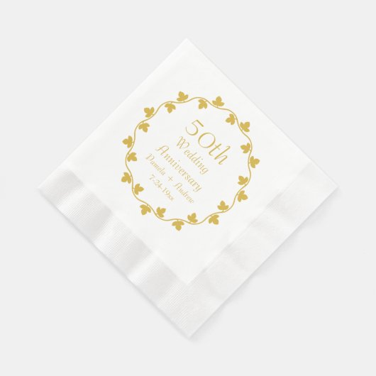 Serviette En Papier 50e anniversaire de Mariage d'or Ivy Wreath (Coin)