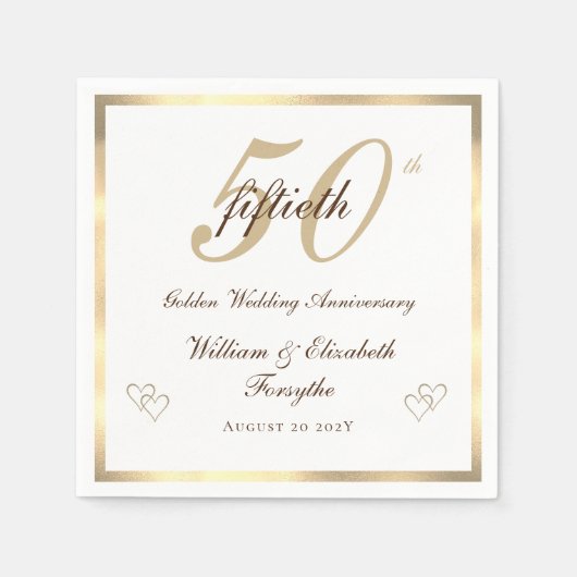 Serviette En Papier 50e anniversaire de Mariage d'or Napkin (Devant)