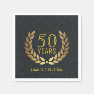 Serviette En Papier 50e anniversaire de Mariage d'or personnalisable
