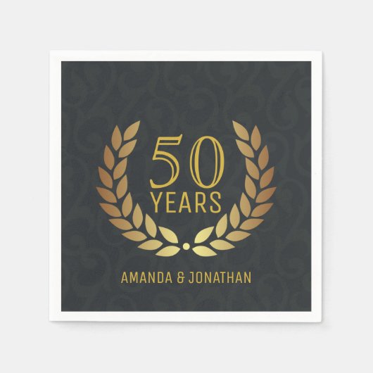 Serviette En Papier 50e anniversaire de Mariage d'or personnalisable (Devant)
