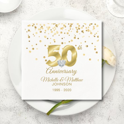 Serviette En Papier 50e anniversaire de Mariage d'or personnalisé