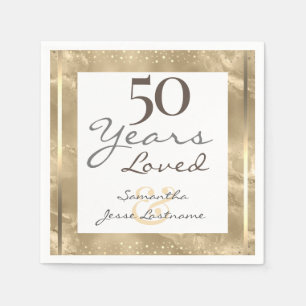 Serviette En Papier 50e anniversaire de Mariage Elegant Gold