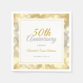 Serviette En Papier 50e anniversaire de Mariage Elegant Gold Bokeh (Devant)