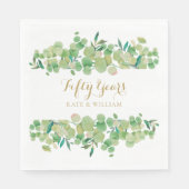 Serviette En Papier 50e anniversaire de Mariage Eucalyptus verdure (Devant)