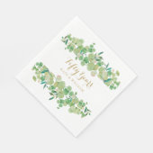 Serviette En Papier 50e anniversaire de Mariage Eucalyptus verdure (Coin)