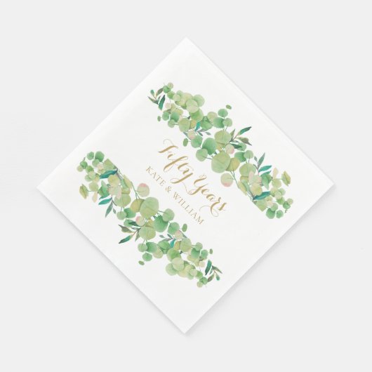 Serviette En Papier 50e anniversaire de Mariage Eucalyptus verdure (Coin)