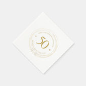 Serviette En Papier 50e anniversaire de Mariage Gold Circle Frame (Coin)
