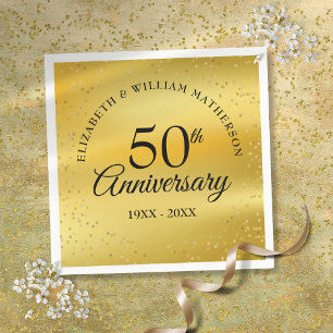 Serviette En Papier 50e anniversaire de Mariage Gold Dust Confetti
