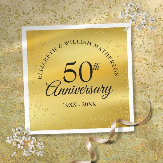 Serviette En Papier 50e anniversaire de Mariage Gold Dust Confetti
