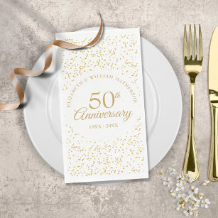 Serviette En Papier 50e anniversaire de Mariage Gold Dust Confetti