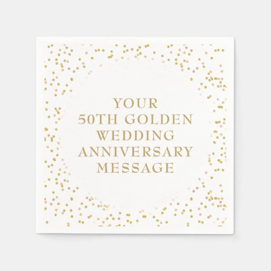 Serviette En Papier 50e anniversaire de Mariage Gold Dust Confetti (Devant)