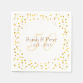 Serviette En Papier 50e anniversaire de Mariage Gold Hearts Confetti (Devant)