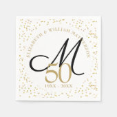 Serviette En Papier 50e anniversaire de Mariage Monogramme de poussièr (Devant)