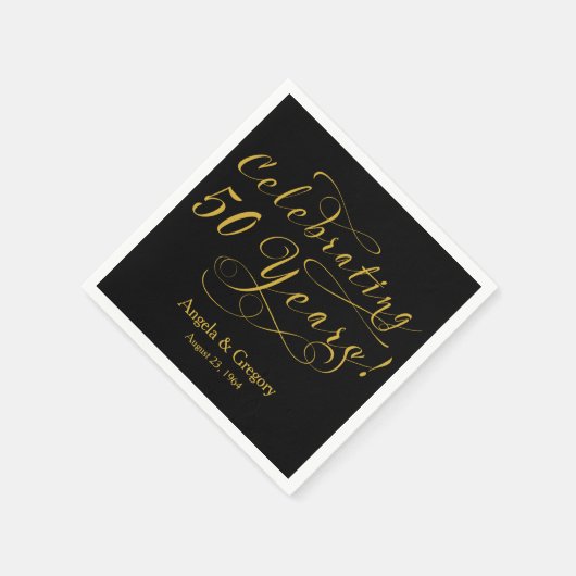 Serviette En Papier 50e anniversaire de Mariage personnalisé Gold Noir (Coin)