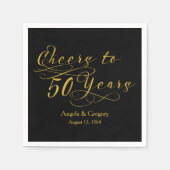 Serviette En Papier 50e anniversaire de Mariage personnalisé Gold Noir (Devant)