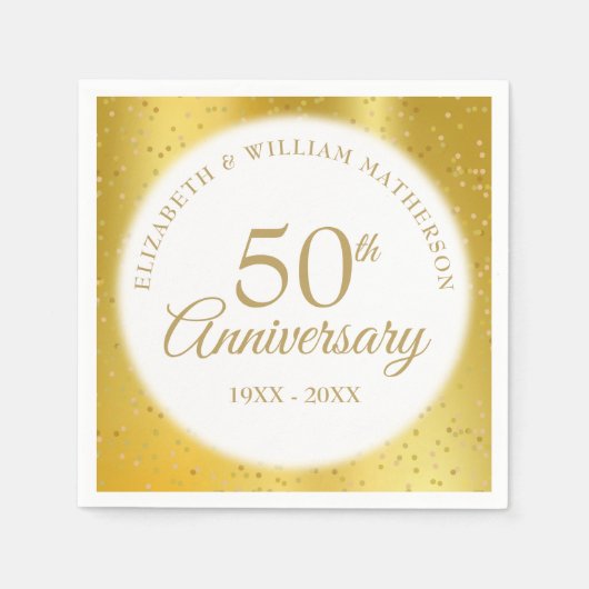 Serviette En Papier 50e anniversaire de Mariage Poussière d'or (Devant)