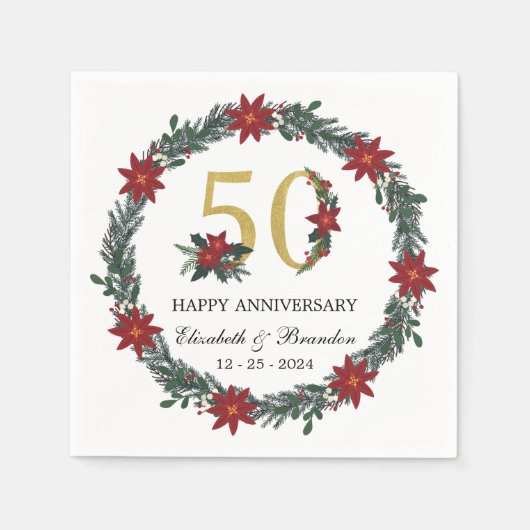 Serviette En Papier 50e anniversaire des serviettes de Noël personnali (Devant)