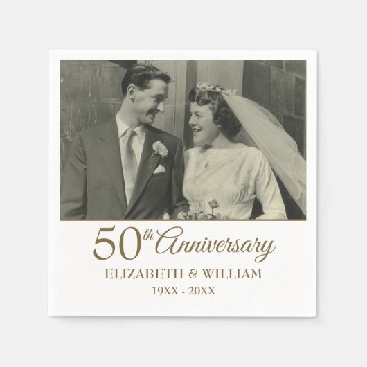 Serviette En Papier 50e anniversaire d'or Mariage photo serviettes (Devant)