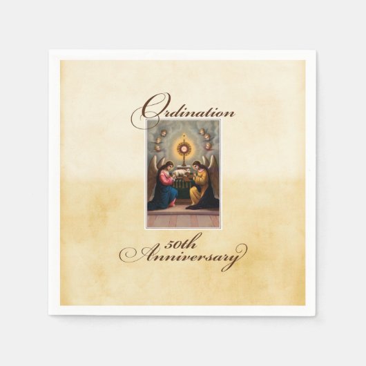 Serviette En Papier 50e anniversaire d'ordination Anges à l'autel (Devant)