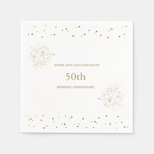 Serviette En Papier 50e anniversaire du Mariage de luxe Gold (Devant)