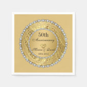 Serviette En Papier 50e anniversaire du Mariage Diamonds and Gold (Devant)