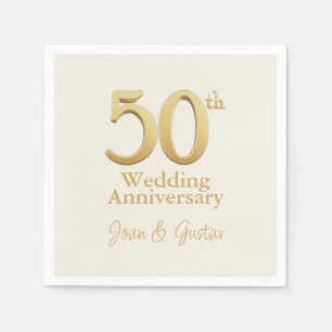 Serviette En Papier 50e anniversaire du Mariage d'or   Champagne blanc