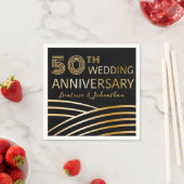 Serviette En Papier 50e anniversaire du Mariage moderne Black and Gold (En situation)