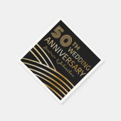 Serviette En Papier 50e anniversaire du Mariage moderne Black and Gold (Coin)
