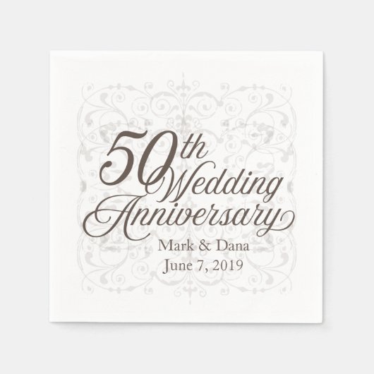 Serviette En Papier 50e anniversaire du Mariage Napkin (Devant)
