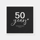 Serviette En Papier 50e anniversaire du Mariage noir et blanc (Devant)